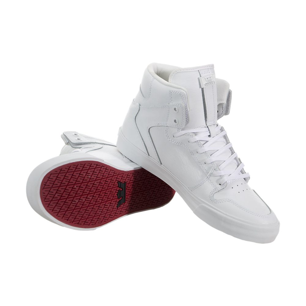 Baskets Montantes Supra Vaider Blanche White/Red-White Homme | YQC-88035080